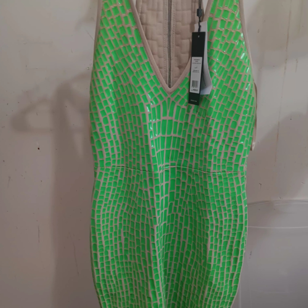 BCBGMaxAzria Neon Green Asymmetrical Dress
